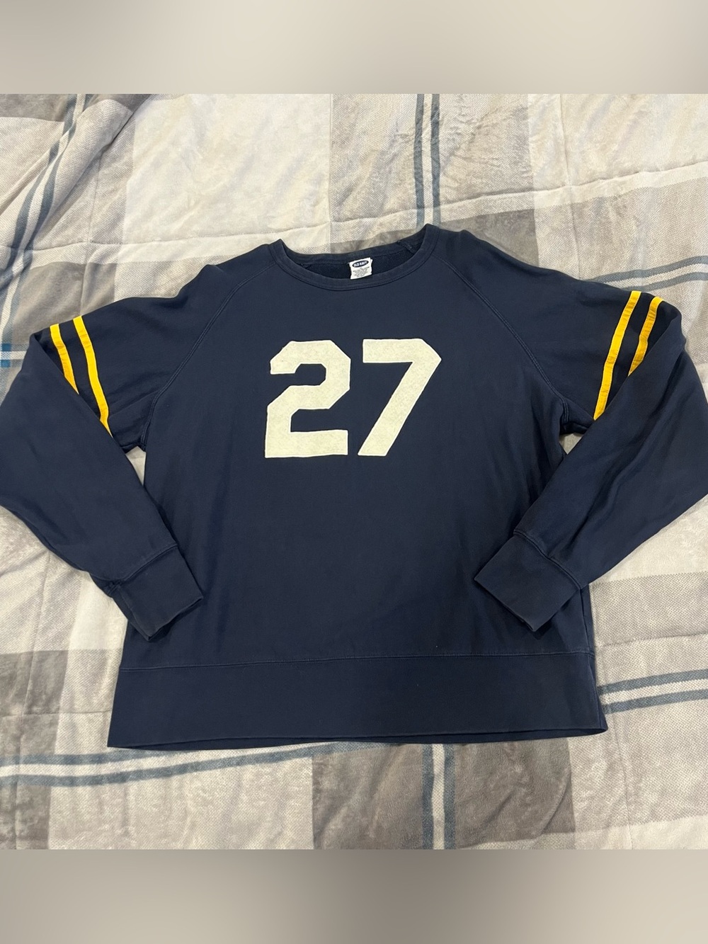 Vintage Y2K Old Navy Varsity Football Sweatshirt Mens XL Navy Gold 27